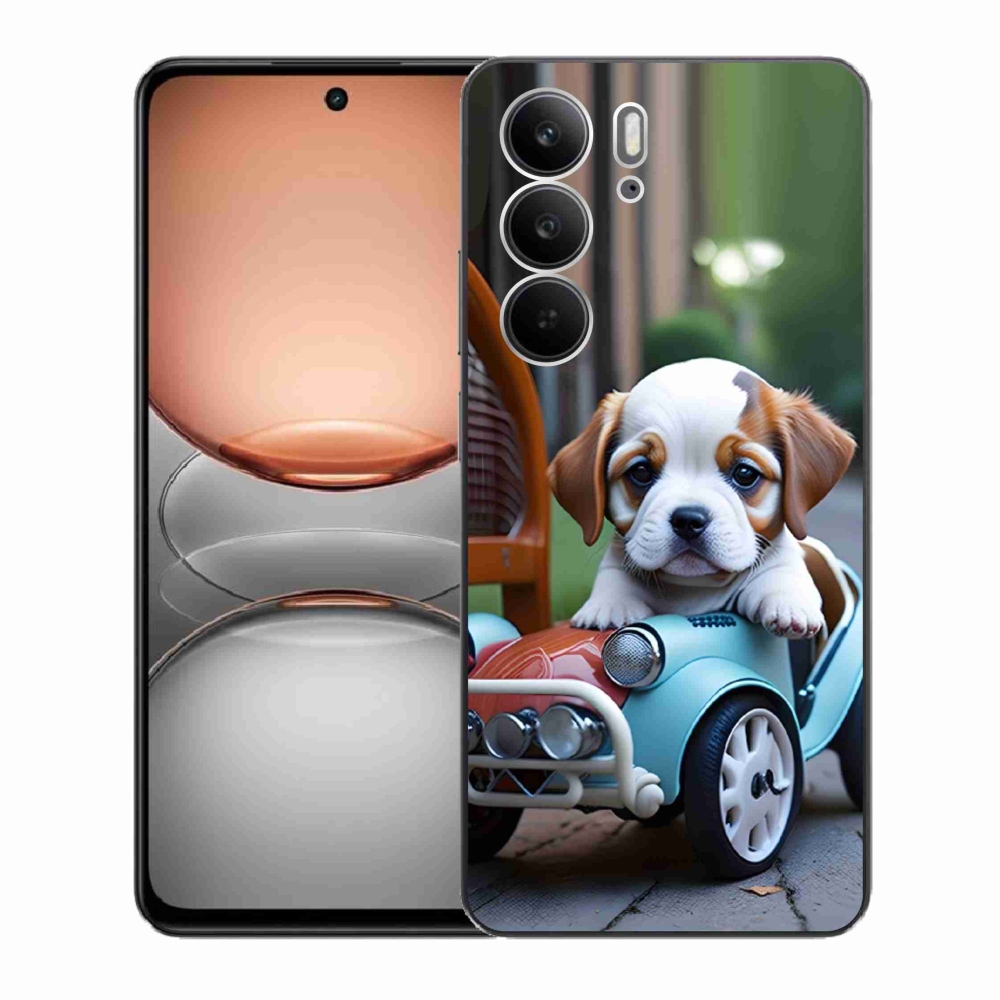 mmCase géltok a Realme C75-hez – kiskutya retro autóban