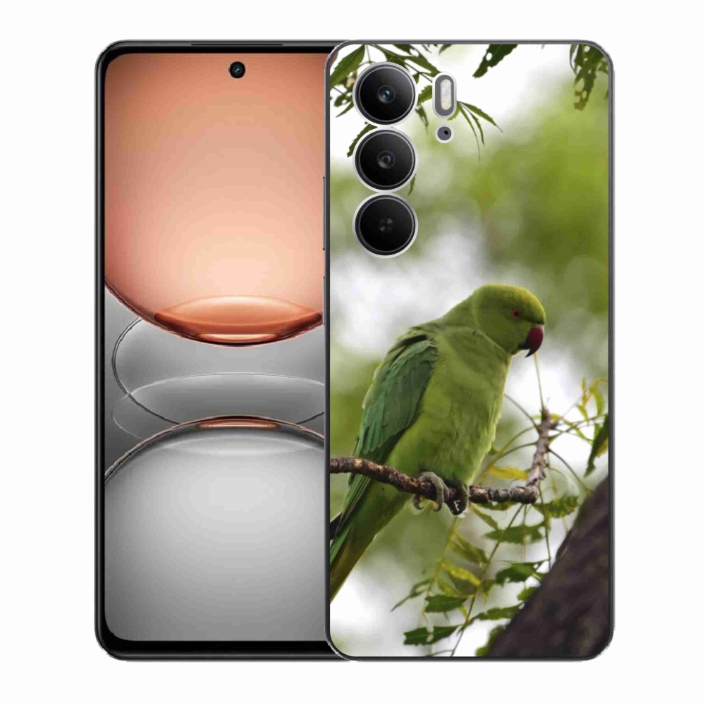 Zselés borítás mmCase a Realme C75 készülékhez - zöld papagáj