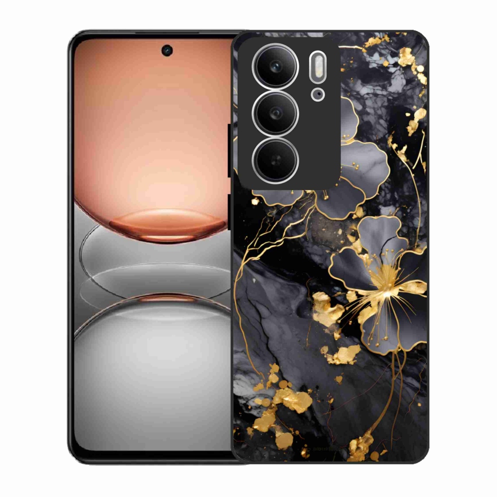 Gél borító mmCase a Realme C75 készülékhez - arany virágok