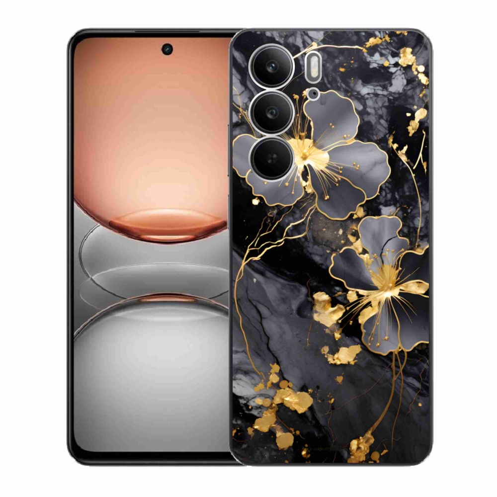 Gél borító mmCase a Realme C75 készülékhez - arany virágok