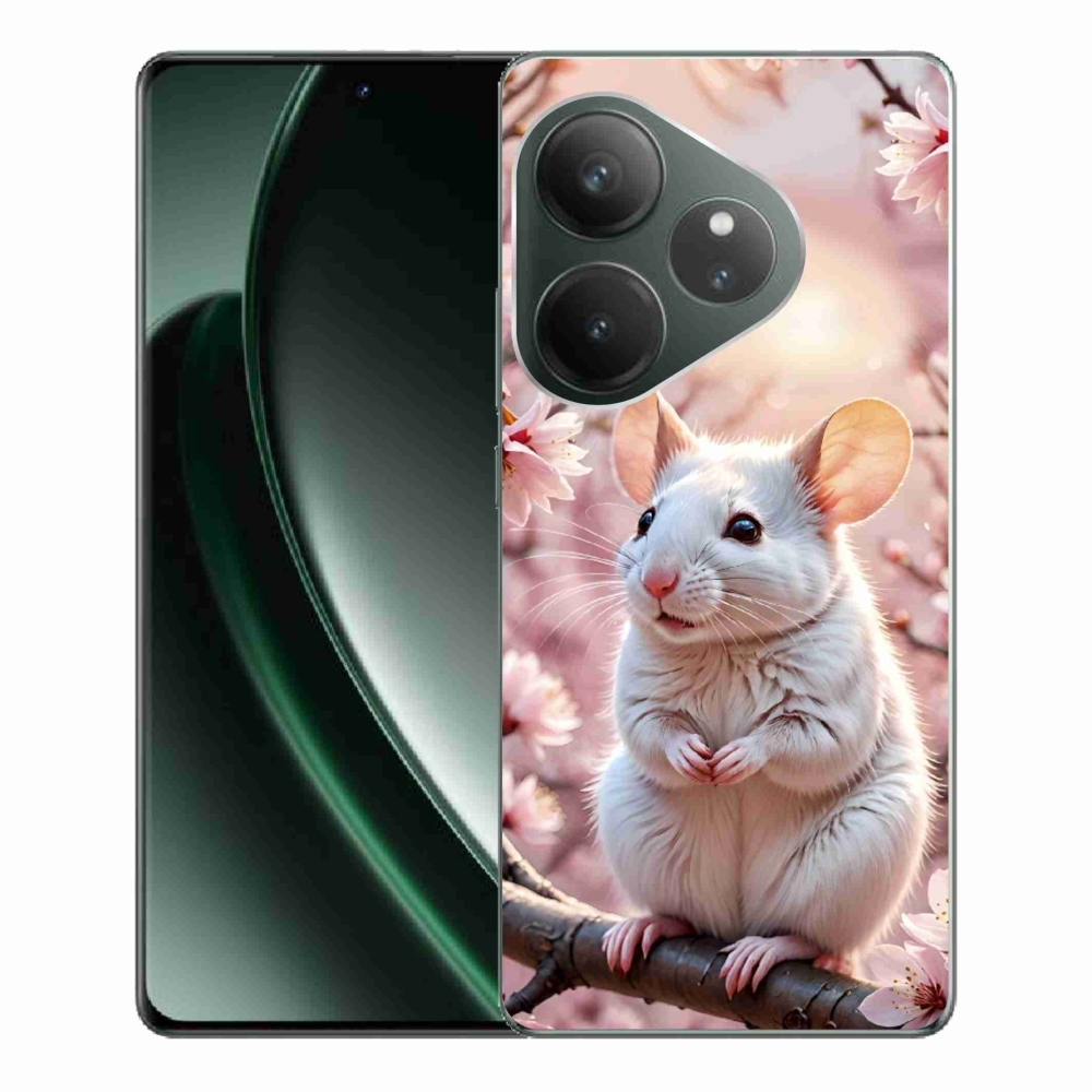 mmCase gél tok a Realme GT 6 5G/GT 6T 5G készülékhez – fehér egér egy ágon