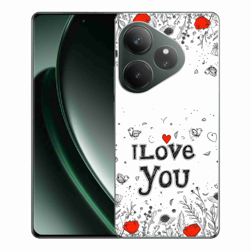 Gél borító mmCase a Realme GT 6 5G/GT 6T 5G - I love you fehér háttérrel