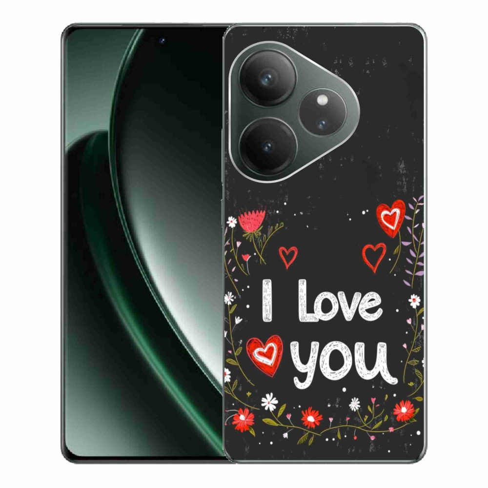 Gél borítás mmCase a Realme GT 6 5G/GT 6T 5G számára - Szeretlek fekete háttérrel