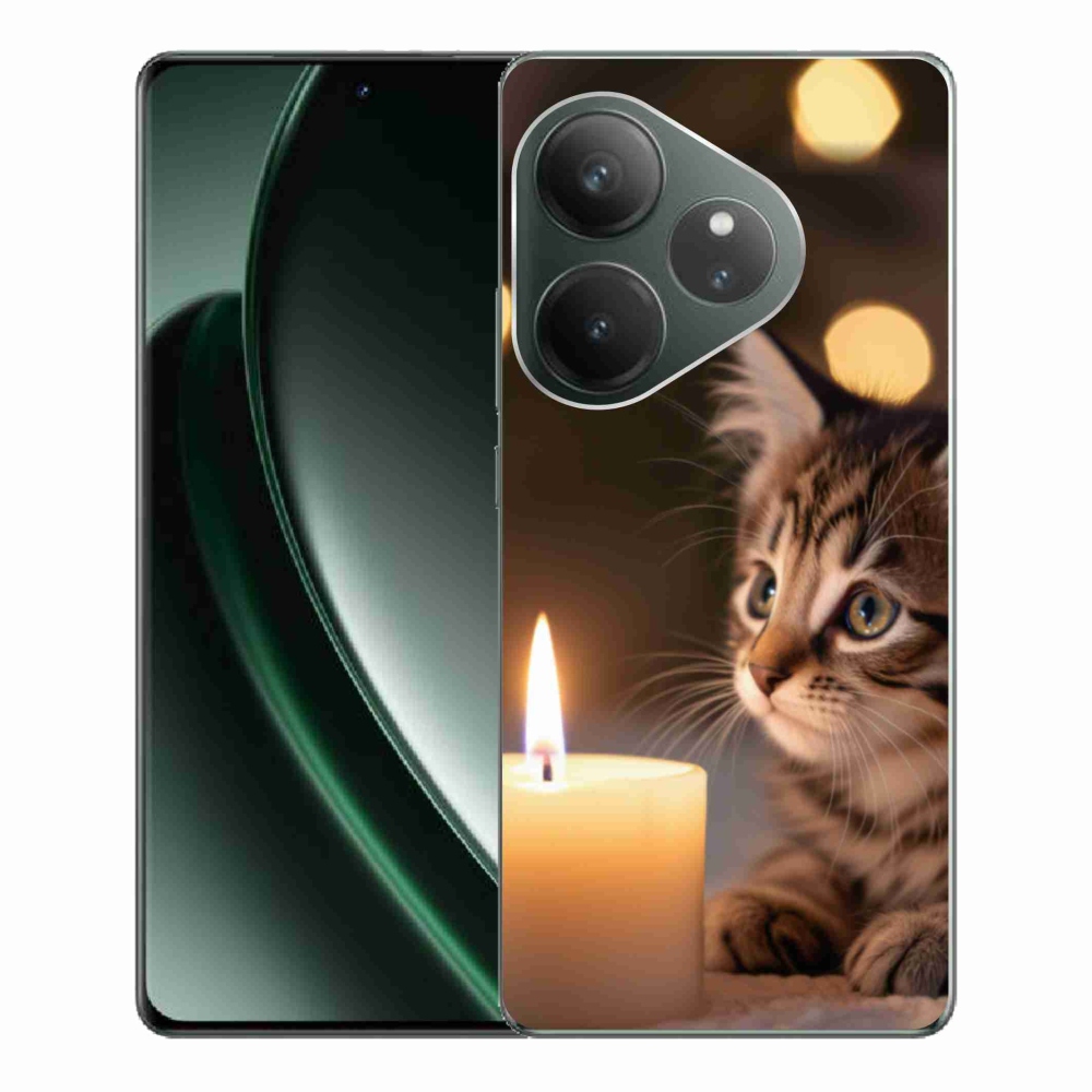 mmCase gél tok a Realme GT 6 5G/GT 6T 5G készülékekhez – cica és gyertya