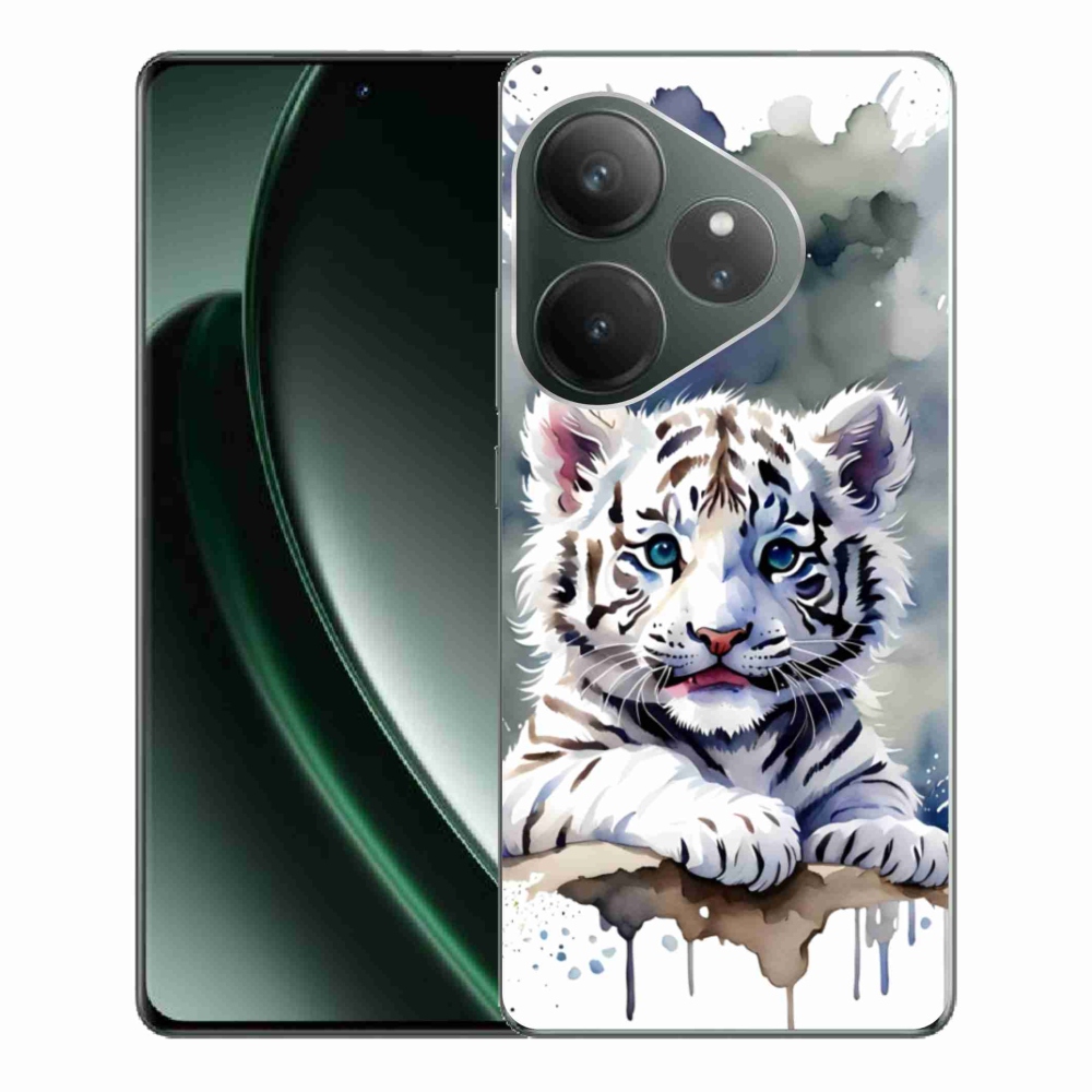 mmCase géltok a Realme GT 6 5G/GT 6T 5G készülékhez – fehér tigris kölyök