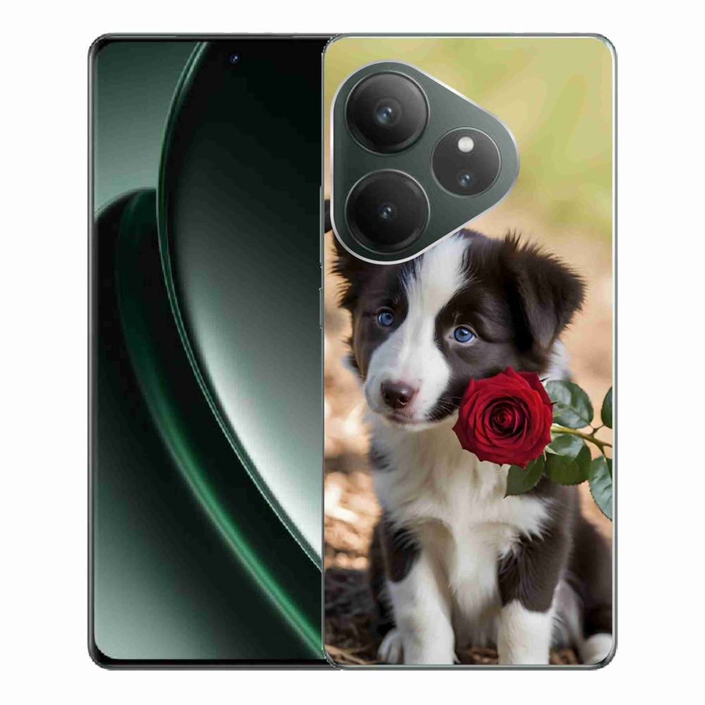 mmCase gél tok a Realme GT 6 5G/GT 6T 5G készülékhez – aranyos border collie rózsával