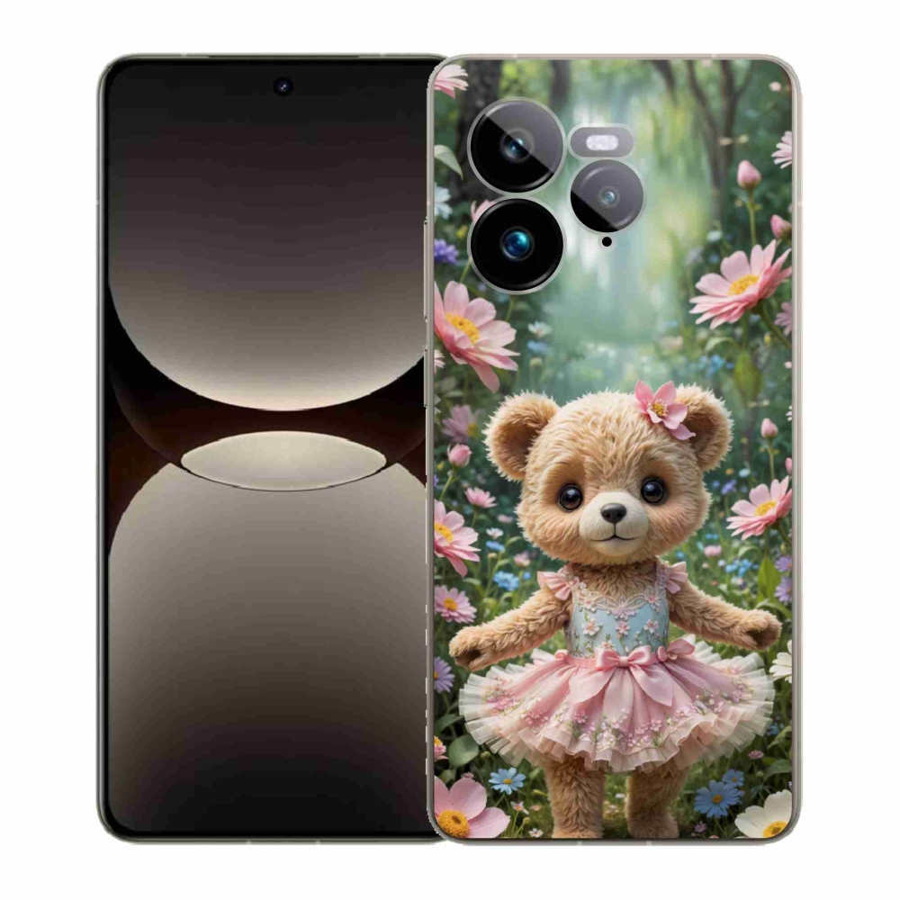 mmCase gél tok a Realme GT 7 Pro 5G-hez – aranyos mackó virágok között