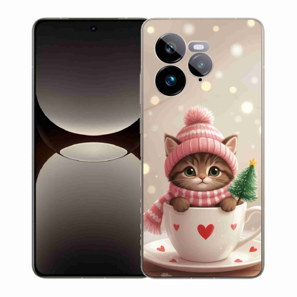 mmCase gél tok a Realme GT 7 Pro 5G-hez – karácsonyi cica a csészében