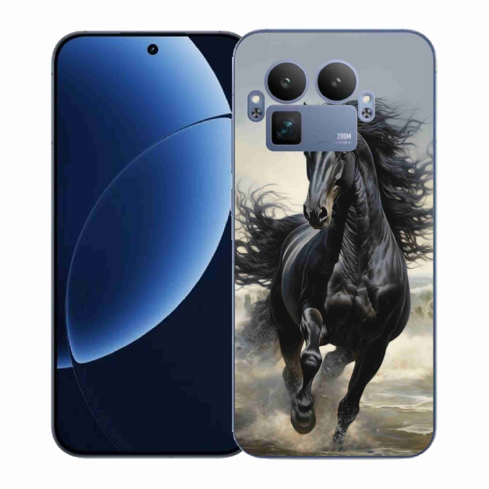 Gél borítás mmCase a Realme GT 8 Pro 5G-n - futó fekete ló