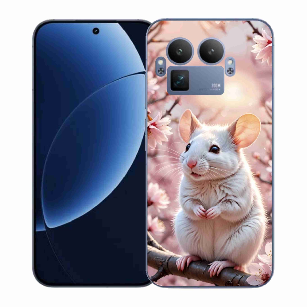 Zselés borítás mmCase a Realme GT 8 Pro 5G számára - fehér egér az ágon
