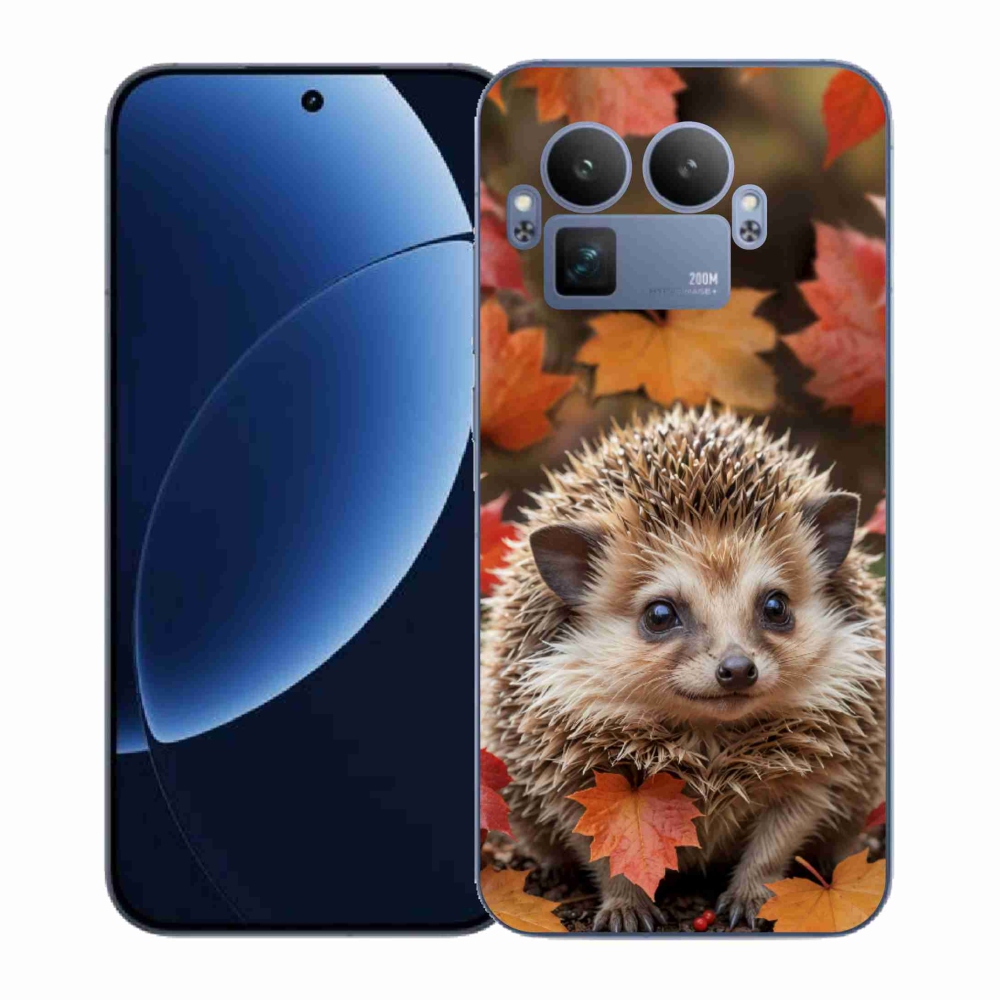 Zselés borítás mmCase a Realme GT 8 Pro 5G számára - sün a levelekben