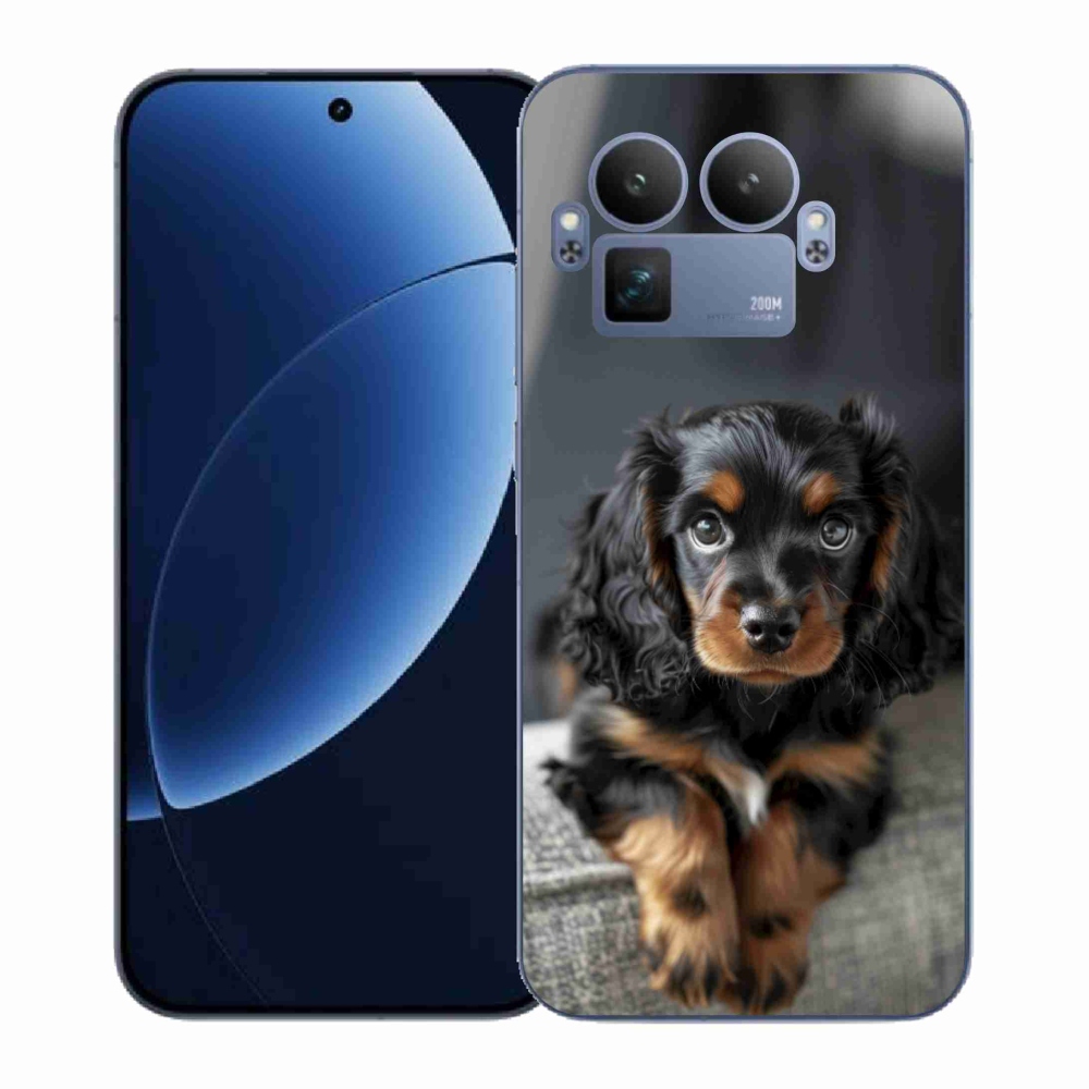 Gél borítás mmCase a Realme GT 8 Pro 5G számára - aranyos hosszúszőrű tacskó