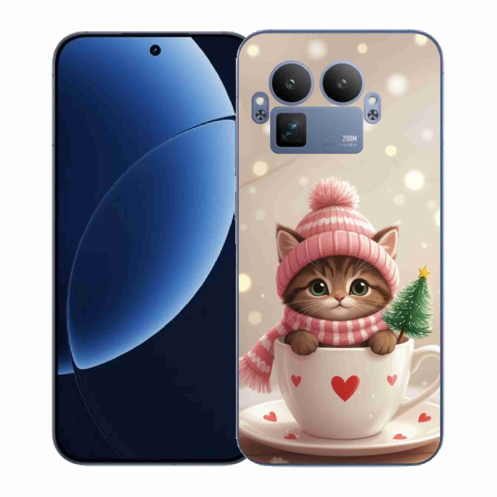 Gél borítás mmCase a Realme GT 8 Pro 5G-n - karácsonyi cica a csészében