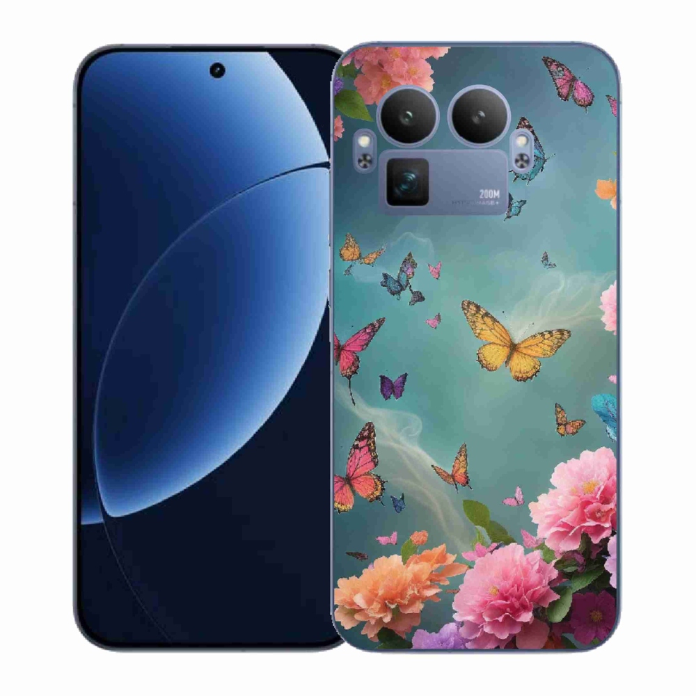Gél borítás mmCase a Realme GT 8 Pro készülékhez - színes virágok és pillangók