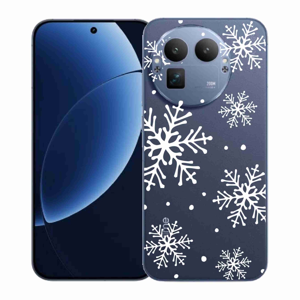 Gél borítás mmCase a Realme GT 8 Pro készülékre - fehér pelyhek átlátszó háttéren