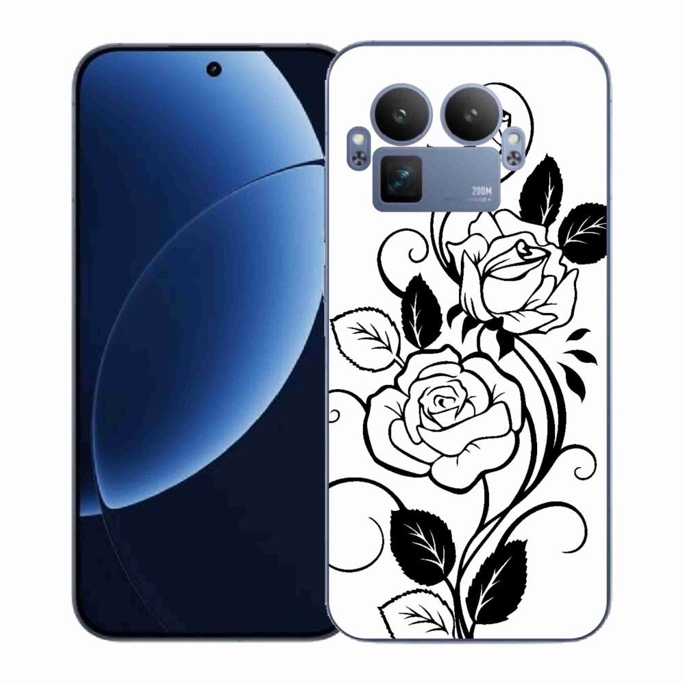 Zselés borítás mmCase a Realme GT 8 Pro készülékhez - fekete és fehér rózsa