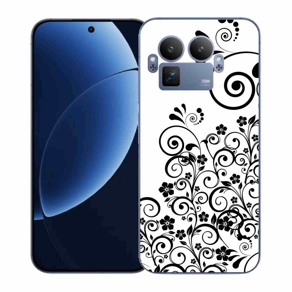 Gél borítás mmCase a Realme GT 8 Pro készülékre - fekete és fehér virágminták
