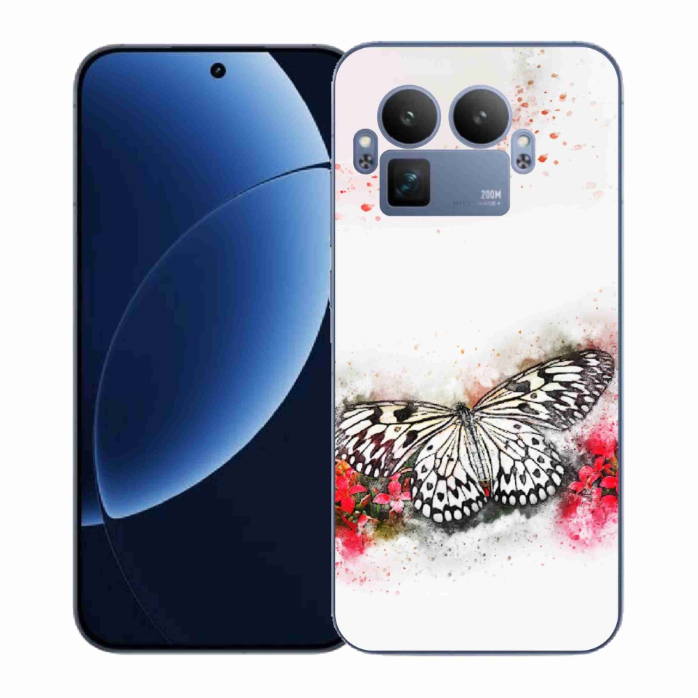 Gél borítás mmCase a Realme GT 8 Pro készülékhez - fekete-fehér pillangó