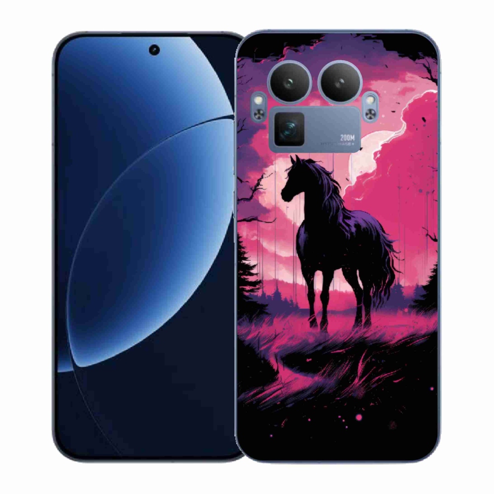 Zselés borítás mmCase a Realme GT 8 Pro-hoz - fekete rajzfilm ló 1