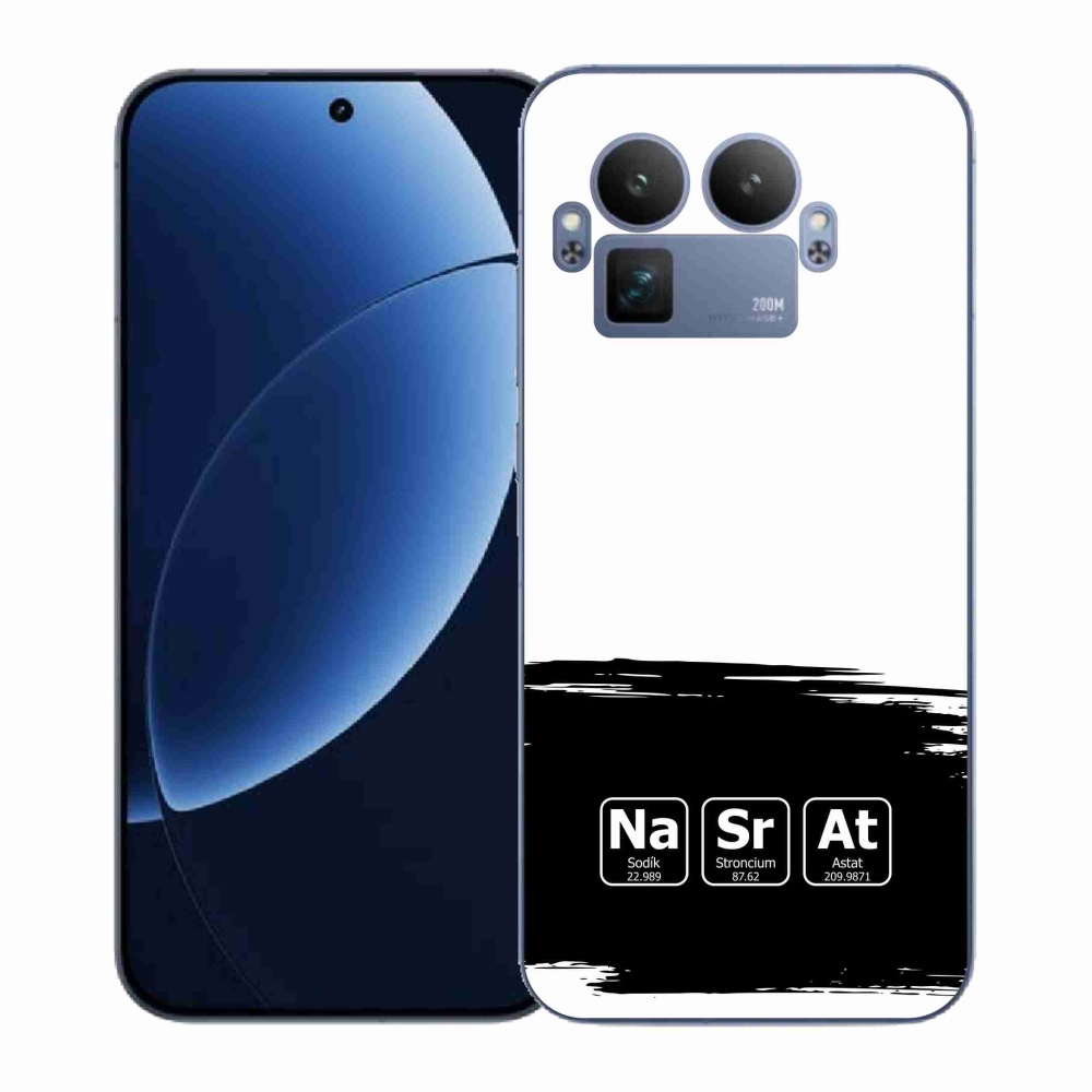 Gél borítás mmCase a Realme GT 8 Pro-n - kémiai elemek fekete és fehér háttérrel