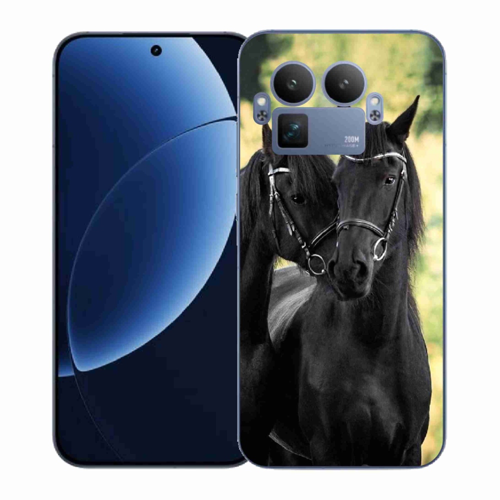 Zselés borítás mmCase a Realme GT 8 Pro-hoz - két fekete ló