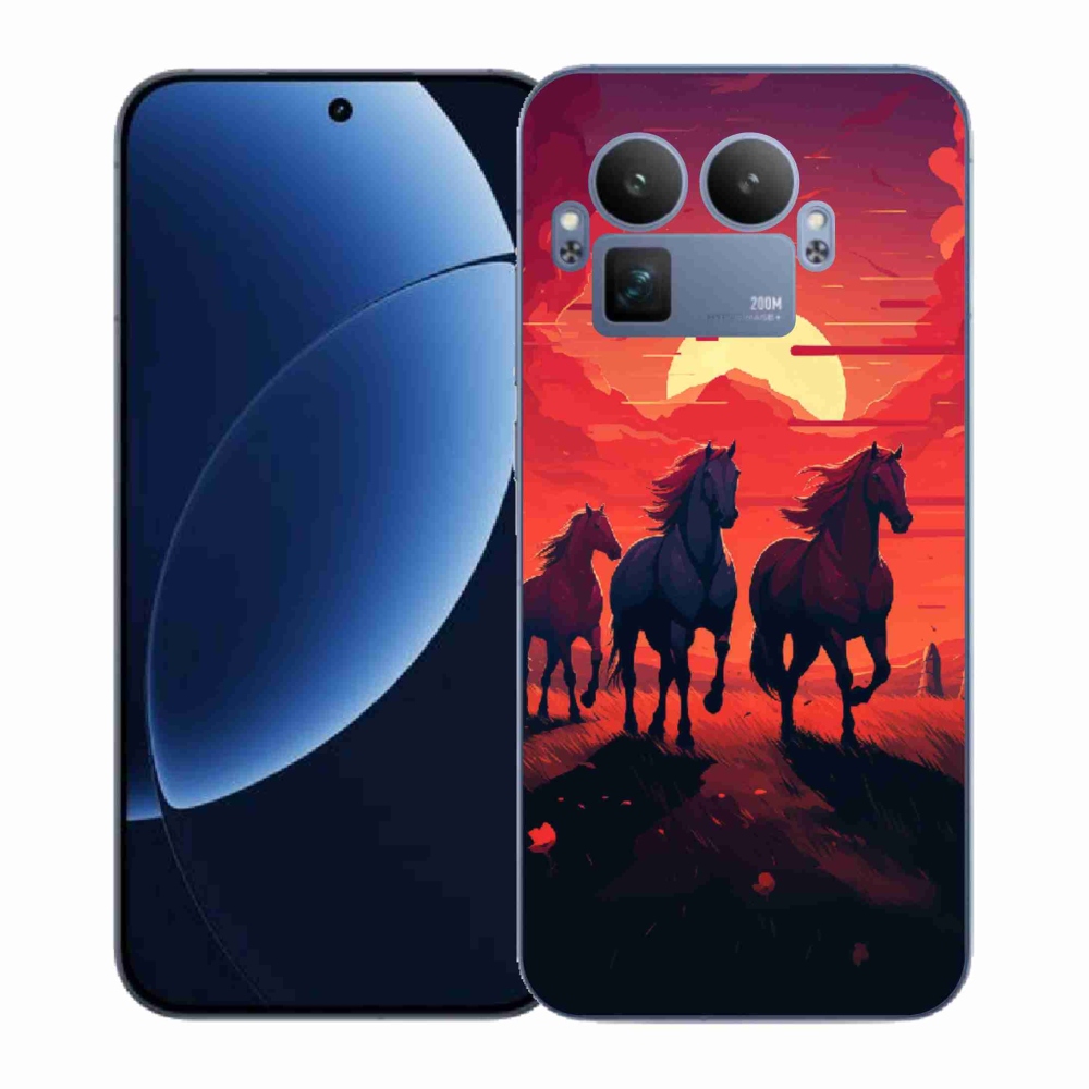 Gél borítás mmCase a Realme GT 8 Pro számára - lovak és naplemente