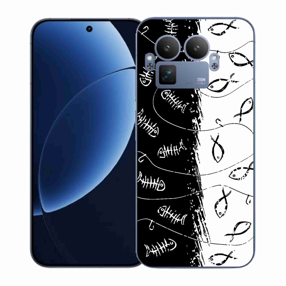 Zselés borítás mmCase a Realme GT 8 Pro számára - csontvázak és halak