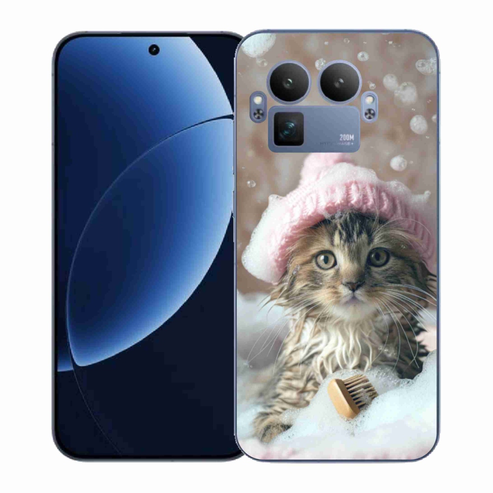 Gél borítás mmCase a Realme GT 8 Pro készülékhez - cica és fürdés