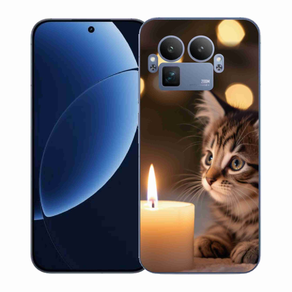 Gél borítás mmCase a Realme GT 8 Pro készülékhez - cica és gyertya