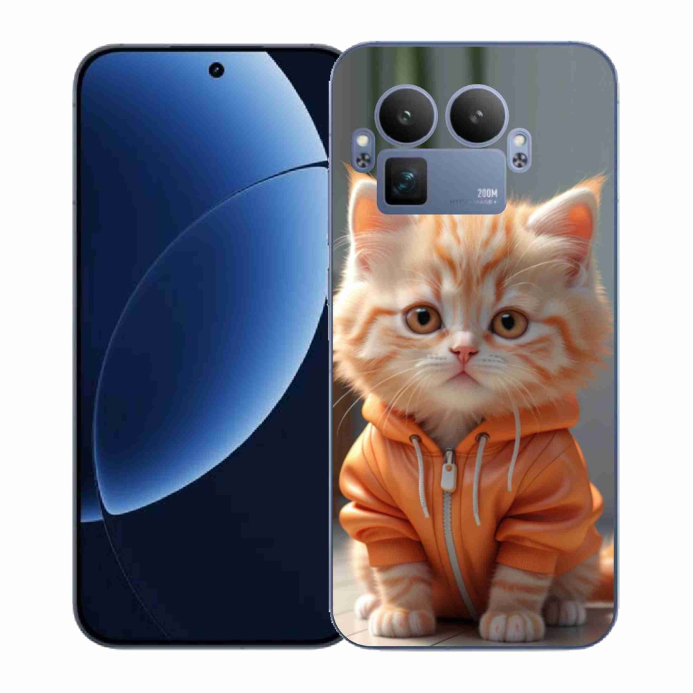 Gél borítás mmCase a Realme GT 8 Pro számára - cica kapucnis pulóverben