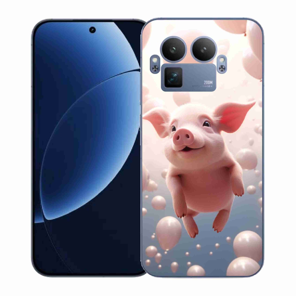 Gél borítás mmCase a Realme GT 8 Pro-hoz - malac lufikkal