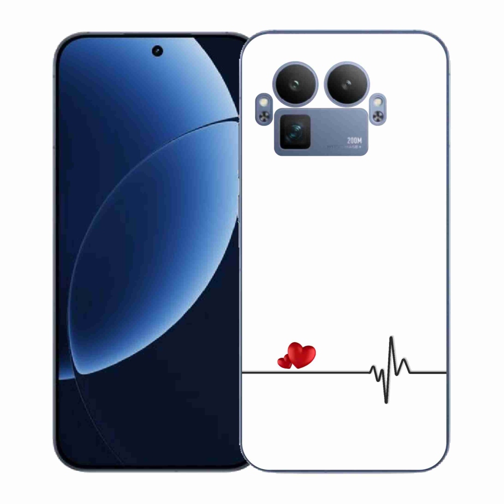 Gél borítás mmCase a Realme GT 8 Pro-n - szív és szívverés fehér háttérrel
