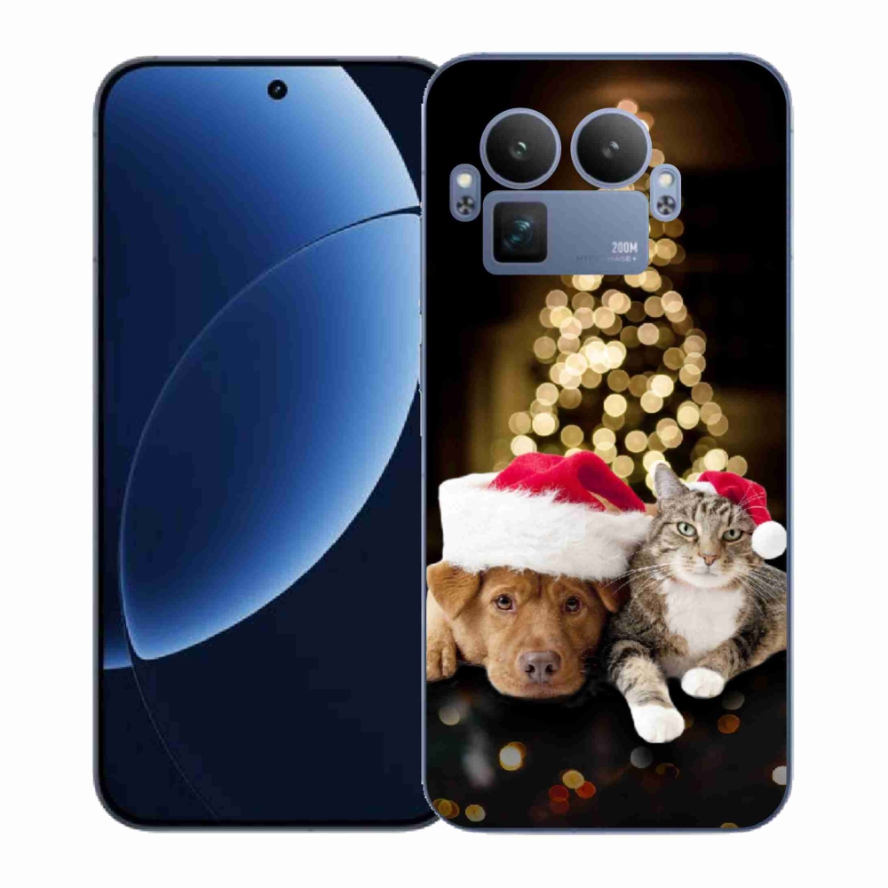 Gél borítás mmCase a Realme GT 8 Pro-hoz - Karácsonyi kutya és macska
