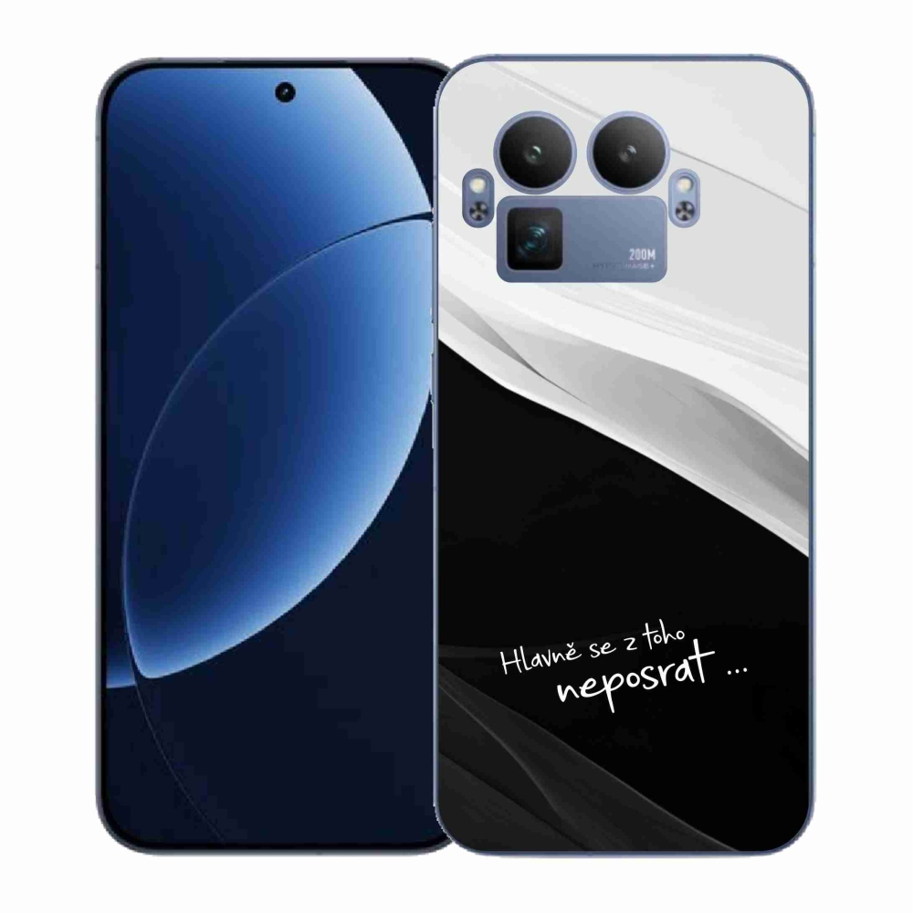 Gél borító mmCase a Realme GT 8 Pro készülékhez - vicces szöveg 13 fekete és fehér háttérrel