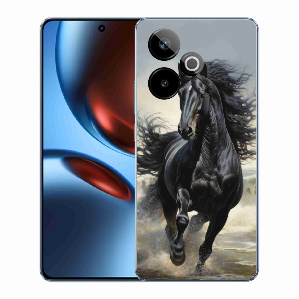mmCase gél tok a Realme GT7 5G/GT 7T 5G készülékhez – „futó fekete ló”