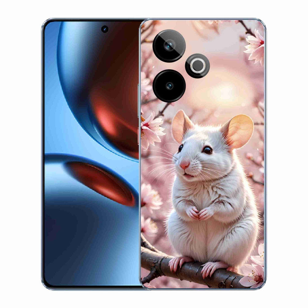 mmCase gél tok a Realme GT7 5G/GT 7T 5G-hez – fehér egér egy ágon