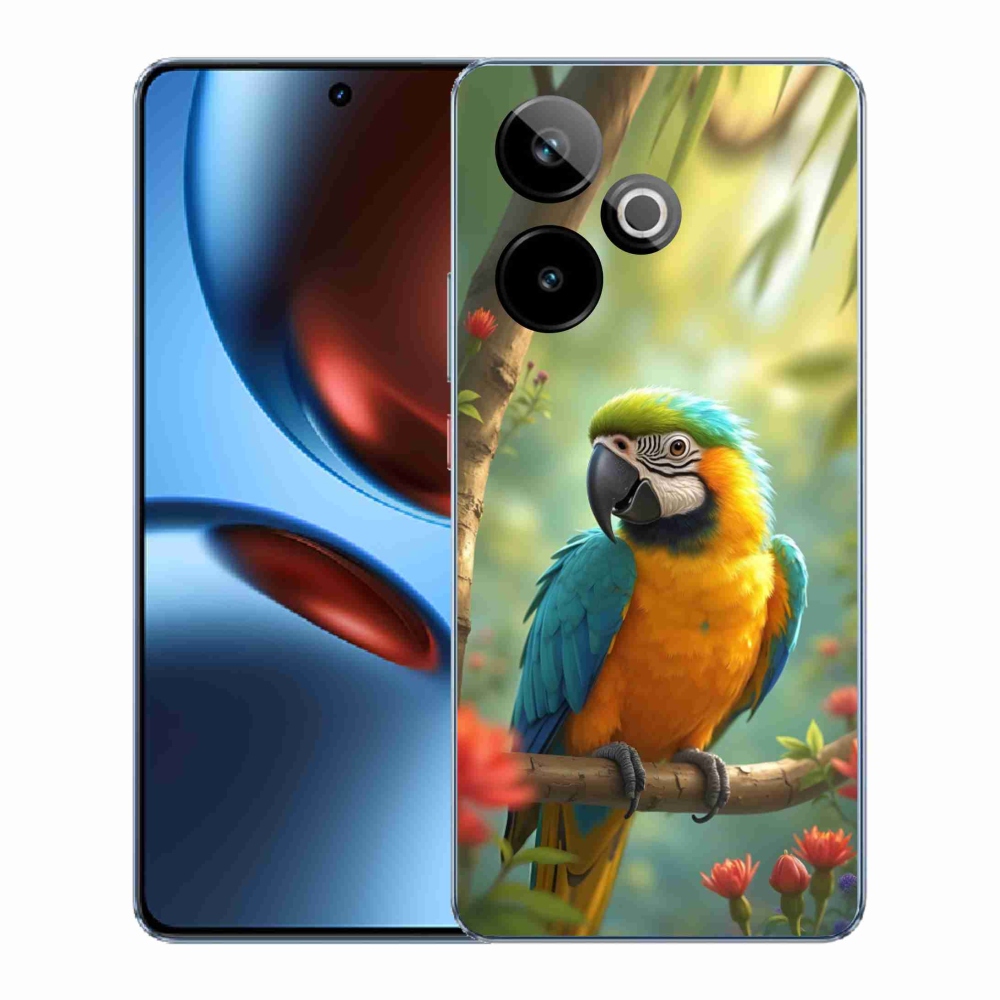 mmCase gél tok a Realme GT7 5G/GT 7T 5G készülékhez – kék-sárga ara papagáj