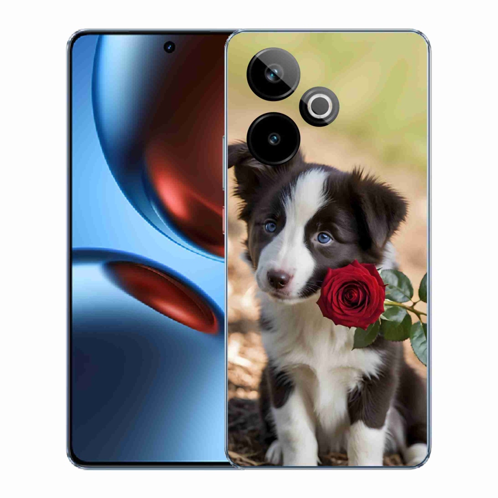 mmCase gél tok a Realme GT7 5G/GT 7T 5G-hez – aranyos border collie rózsával