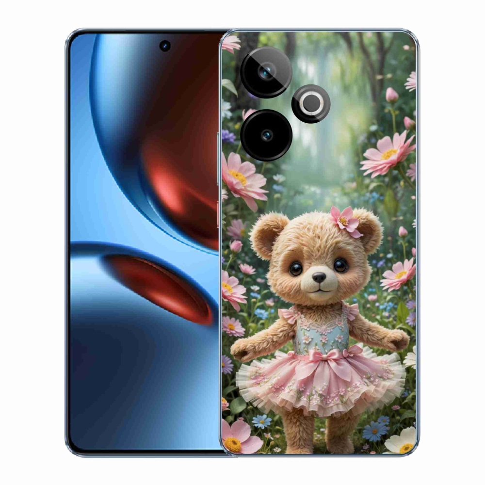 mmCase gél tok a Realme GT7 5G/GT 7T 5G-hez – aranyos mackó virágok között
