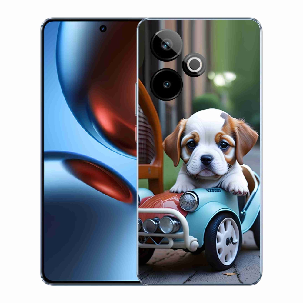 mmCase gél tok a Realme GT7 5G/GT 7T 5G készülékhez – kiskutya retro autóban
