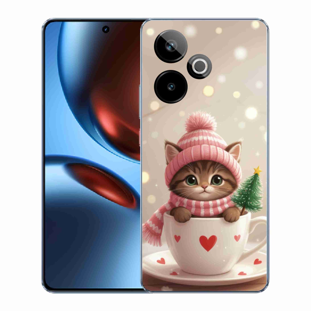 mmCase gél tok a Realme GT7 5G/GT 7T 5G-hez – karácsonyi cica csészében