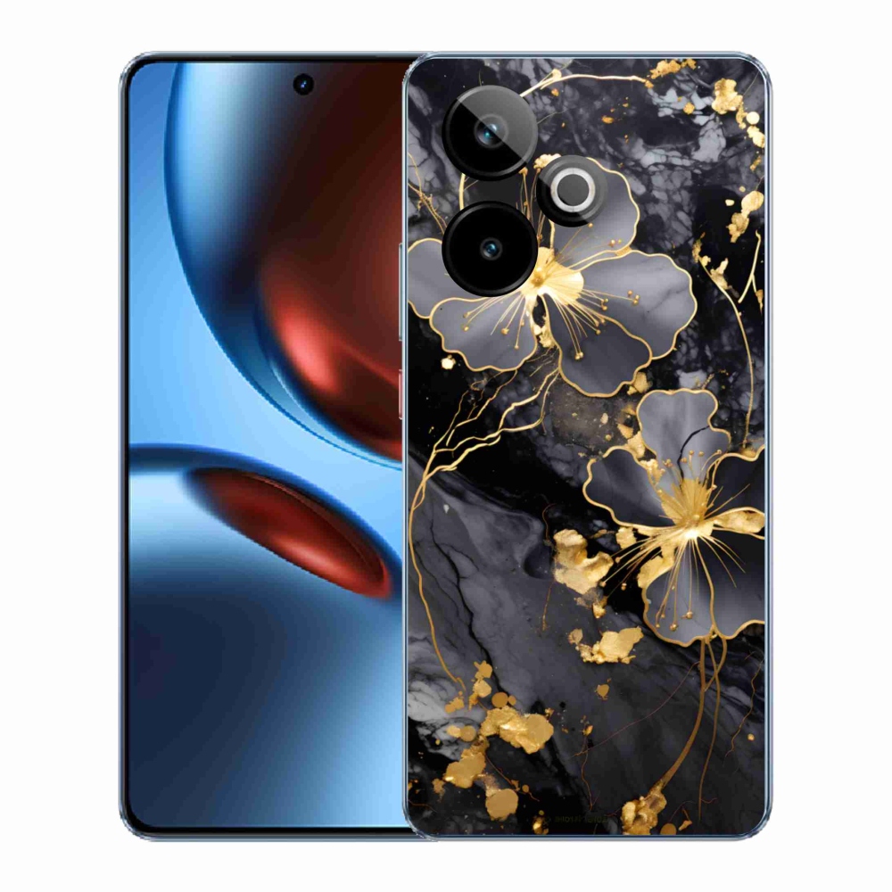 mmCase gél tok a Realme GT7 5G/GT 7T 5G készülékhez – arany virágok