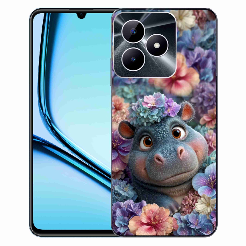 mmCase géltok a Realme Note 50-hez – virágokkal díszített víziló