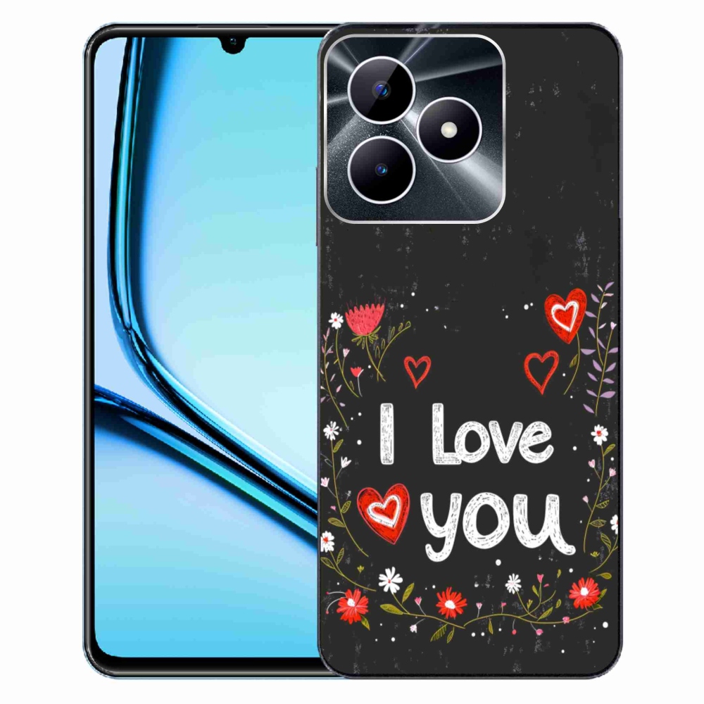 Gél borító mmCase a Realme Note 50 készülékhez - Szeretlek fekete háttérrel