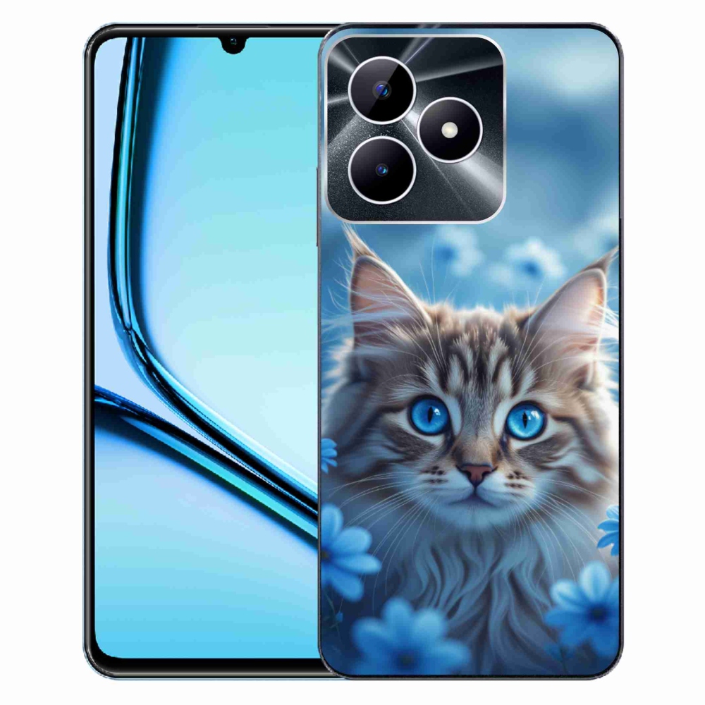 mmCase gél tok a Realme Note 50-hez – kiscica kék virágok között