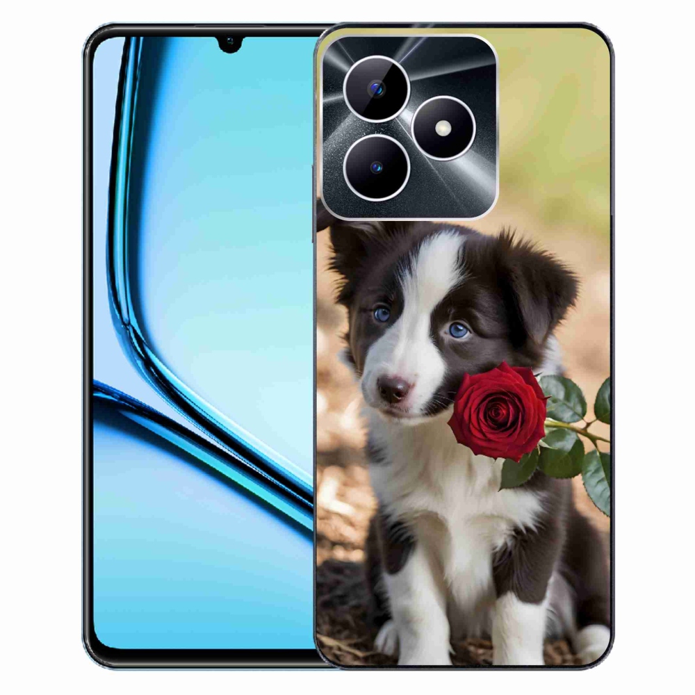 mmCase gél tok a Realme Note 50-hez – aranyos border collie rózsával