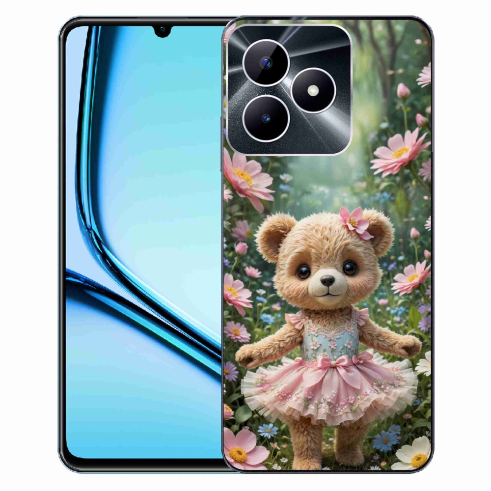 mmCase gél tok a Realme Note 50-hez – aranyos mackó virágok között
