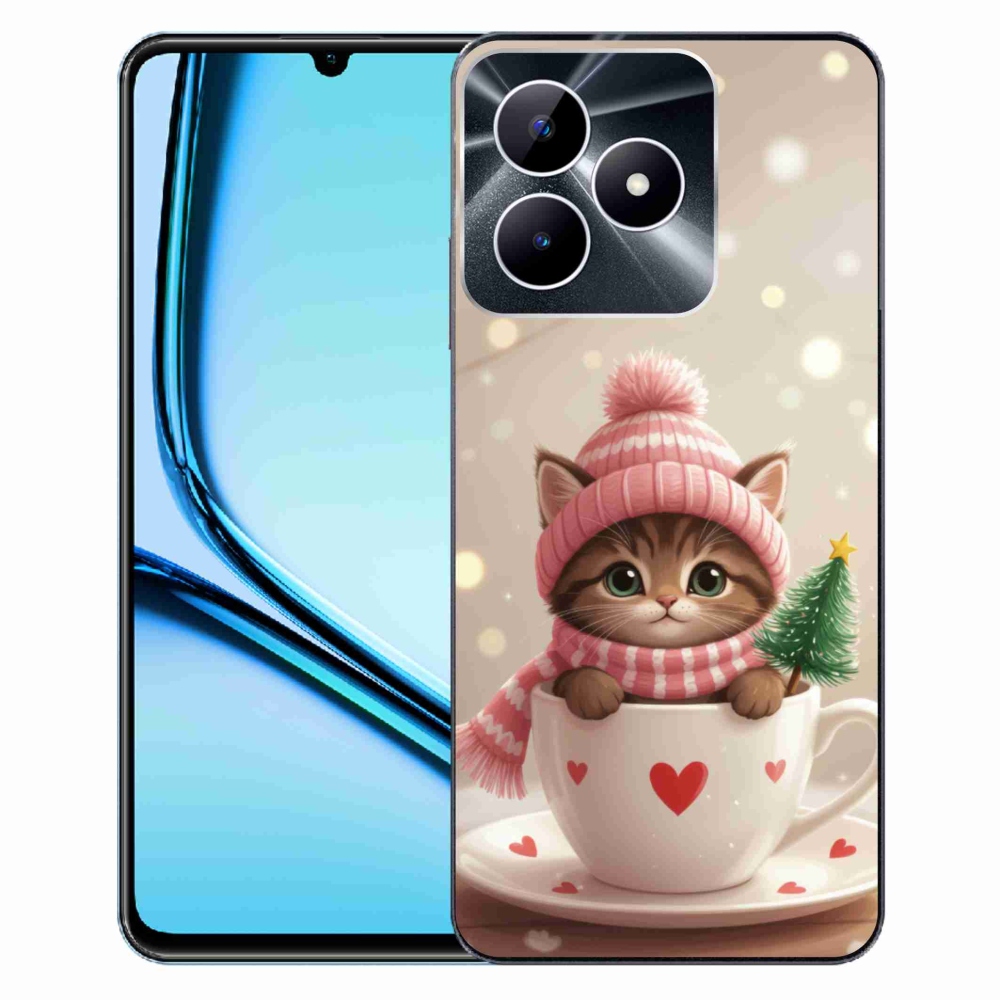 mmCase gél tok a Realme Note 50-hez – karácsonyi cica egy csészében