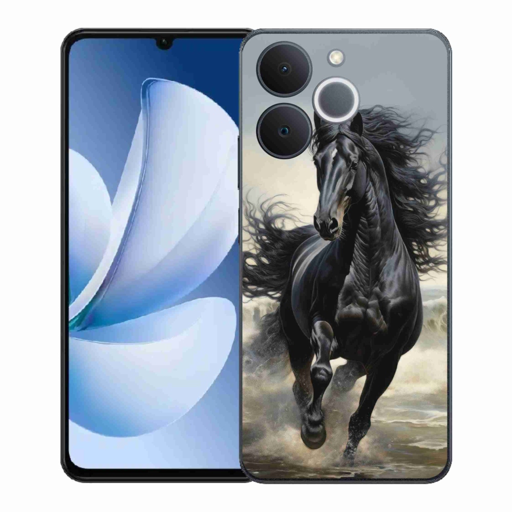Zselés borítás mmCase a Realme Note 70T-hez - futó fekete ló
