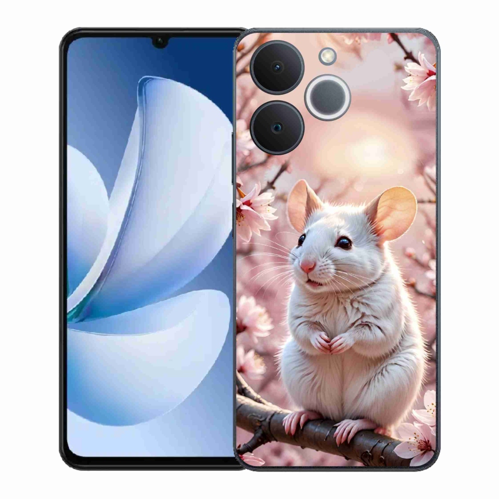 Zselés borító mmCase a Realme Note 70T-hez - fehér egér az ágon
